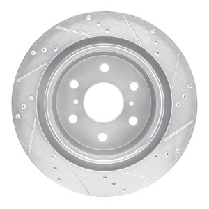 Cadillac Escalade EXT Brake Rotor (1) - Rear Left - R1 Concepts - Drilled & Slotted - Silver - `07-`20